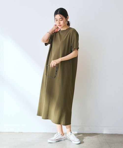 CROSS FUNCTION（クロスファンクション）の「《汗染み防止》バックスリットベーシックワンピース　動画あり【CROSS FUNCTION/クロスファンクション】（ワンピース・レディース・カーキ/ブルー/ネイビー/ブラック/モカ・LL/L/M）」の11枚目の写真