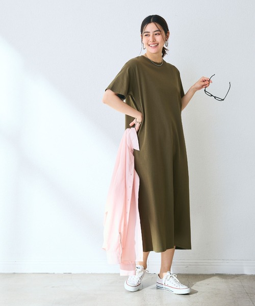 CROSS FUNCTION（クロスファンクション）の「《汗染み防止》バックスリットベーシックワンピース　動画あり【CROSS FUNCTION/クロスファンクション】（ワンピース・レディース・カーキ/ブルー/ネイビー/ブラック/モカ・LL/L/M）」の10枚目の写真