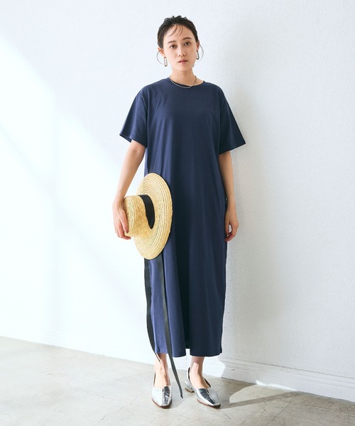 CROSS FUNCTION（クロスファンクション）の「《汗染み防止》バックスリットベーシックワンピース　動画あり【CROSS FUNCTION/クロスファンクション】（ワンピース・レディース・カーキ/ブルー/ネイビー/ブラック/モカ・LL/L/M）」の13枚目の写真