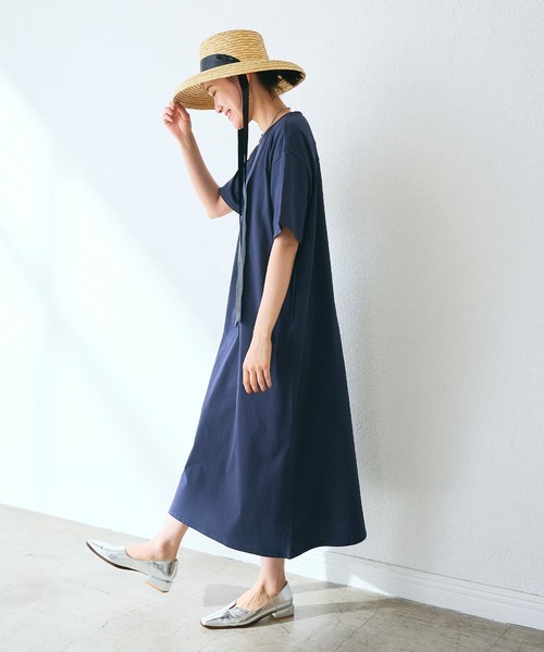 CROSS FUNCTION（クロスファンクション）の「《汗染み防止》バックスリットベーシックワンピース　動画あり【CROSS FUNCTION/クロスファンクション】（ワンピース・レディース・カーキ/ブルー/ネイビー/ブラック/モカ・LL/L/M）」の14枚目の写真