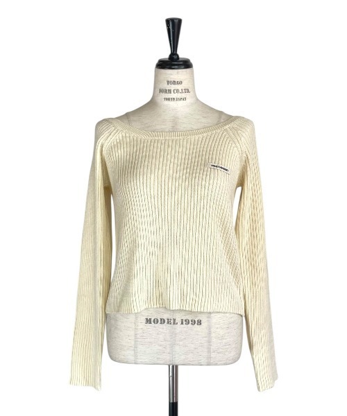 HONEY MI HONEY(ハニーミーハニー)の「HONEY logo off shoulder rib knit tops(ニット/セーター・レディース・グレー/アイボリー/ピンク・FREE)」の2枚目の写真