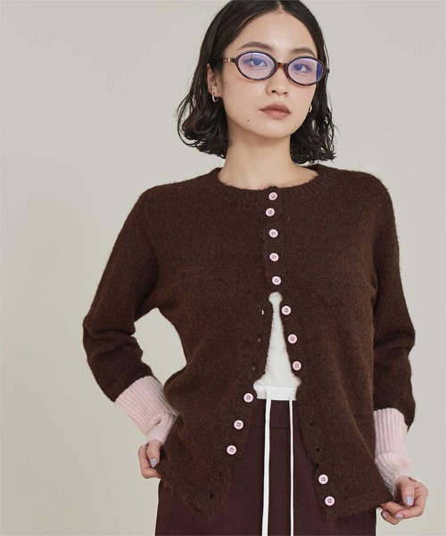 miette（ミエット）の「ボタンデザイン配色カーディガン（カーディガン/ボレロ・レディース・ネイビー/チャコール/オフホワイト/ブラウン・FREE）」の21枚目の写真