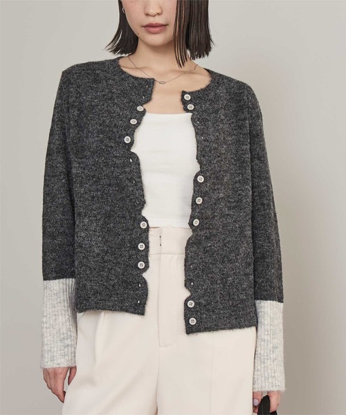 miette（ミエット）の「ボタンデザイン配色カーディガン（カーディガン/ボレロ・レディース・ネイビー/チャコール/オフホワイト/ブラウン・FREE）」の14枚目の写真