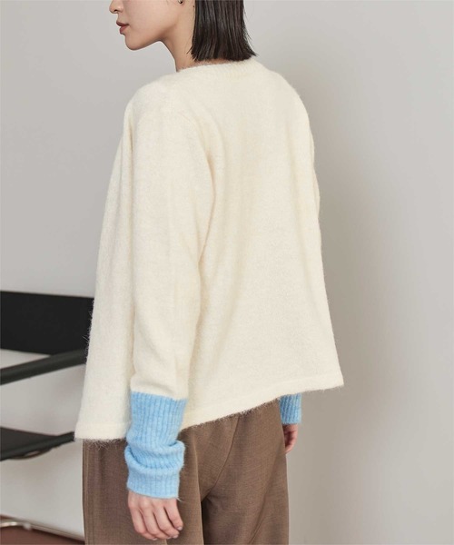 miette（ミエット）の「ボタンデザイン配色カーディガン（カーディガン/ボレロ・レディース・ネイビー/チャコール/オフホワイト/ブラウン・FREE）」の8枚目の写真