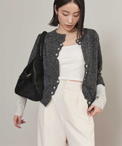 miette（ミエット）の「ボタンデザイン配色カーディガン（カーディガン/ボレロ・レディース・ネイビー/チャコール/オフホワイト/ブラウン・FREE）」の16枚目の写真