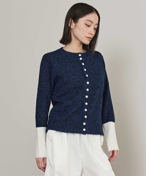 miette（ミエット）の「ボタンデザイン配色カーディガン（カーディガン/ボレロ・レディース・ネイビー/チャコール/オフホワイト/ブラウン・FREE）」の5枚目の写真