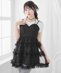 DearMyLoveRose（ディアマイラブローズ）の「チュールフリルドールティアードチュニックキャミワンピース【大きいサイズ有り】（ワンピース）」