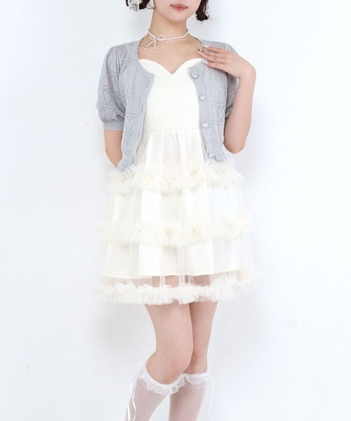 DearMyLoveRose(ディアマイラブローズ)の「チュールフリルドールティアードチュニックキャミワンピース【大きいサイズ有り】(ワンピース・レディース・オフホワイト/グレー/スモークピンク/ブラック・MEDIUM/LARGE/LL/3L)」の20枚目の写真
