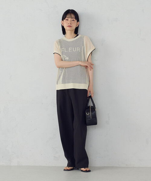 COMME CA ISM（コムサイズム）の「【ウォッシャブル】ロゴメッシュ ニットベスト（ニット/セーター・レディース・アイボリー/ブラック/チャコール・FREE）」の5枚目の写真