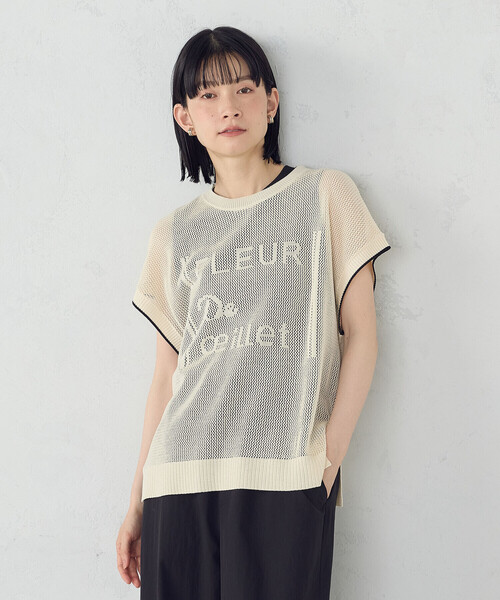 COMME CA ISM（コムサイズム）の「【ウォッシャブル】ロゴメッシュ ニットベスト（ニット/セーター・レディース・アイボリー/ブラック/チャコール・FREE）」の6枚目の写真