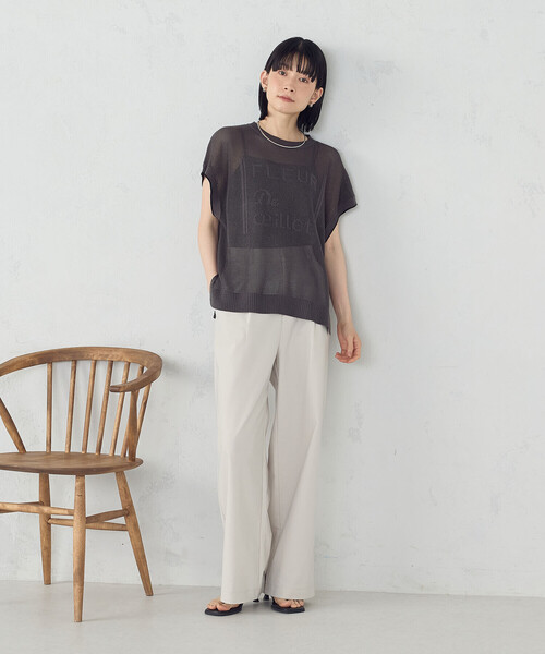 COMME CA ISM（コムサイズム）の「【ウォッシャブル】ロゴメッシュ ニットベスト（ニット/セーター・レディース・アイボリー/ブラック/チャコール・FREE）」の9枚目の写真
