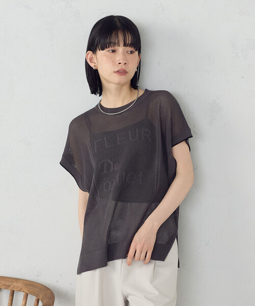 COMME CA ISM（コムサイズム）の「【ウォッシャブル】ロゴメッシュ ニットベスト（ニット/セーター・レディース・アイボリー/ブラック/チャコール・FREE）」の11枚目の写真