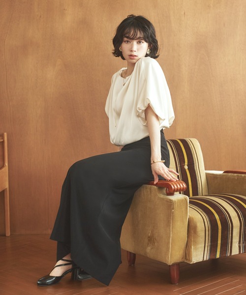 LAULEN（ローレン）の「satin balloon sleeve blouse /サテンバルーンスリーブブラウス（シャツ/ブラウス・レディース・アイボリー/ブラック・FREE）」の5枚目の写真