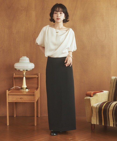 LAULEN（ローレン）の「satin balloon sleeve blouse /サテンバルーンスリーブブラウス（シャツ/ブラウス・レディース・アイボリー/ブラック・FREE）」の8枚目の写真