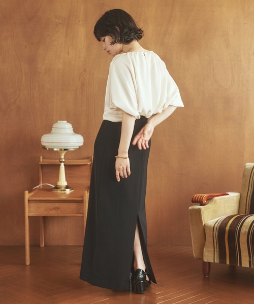 LAULEN（ローレン）の「satin balloon sleeve blouse /サテンバルーンスリーブブラウス（シャツ/ブラウス・レディース・アイボリー/ブラック・FREE）」の9枚目の写真