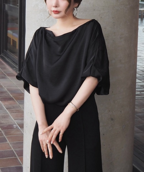LAULEN（ローレン）の「satin balloon sleeve blouse /サテンバルーンスリーブブラウス（シャツ/ブラウス・レディース・アイボリー/ブラック・FREE）」の10枚目の写真