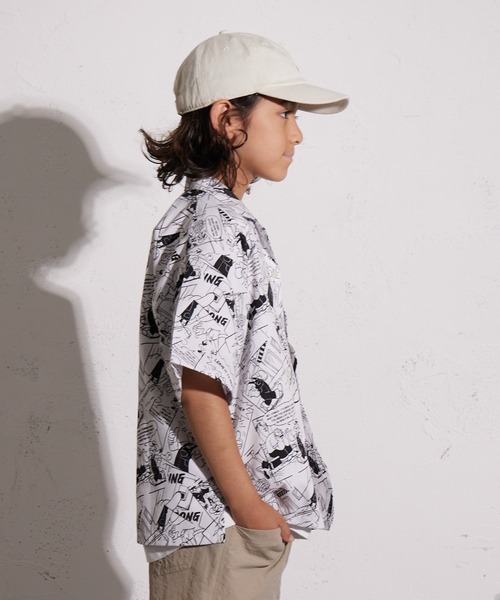 PAIRMANON STREET（ペアマノンストリート）の「【PAIRMANON STREET】コミック柄 総柄シャツ（シャツ/ブラウス・キッズ・ブルー/オフホワイト・150/140/130/120/110/100/90/160）」の3枚目の写真