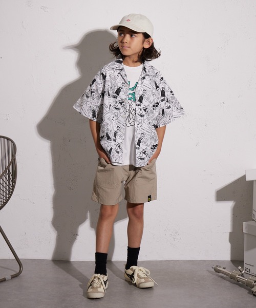 PAIRMANON STREET（ペアマノンストリート）の「【PAIRMANON STREET】コミック柄 総柄シャツ（シャツ/ブラウス・キッズ・ブルー/オフホワイト・150/140/130/120/110/100/90/160）」の5枚目の写真