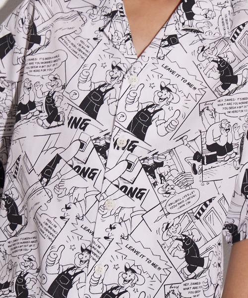 PAIRMANON STREET（ペアマノンストリート）の「【PAIRMANON STREET】コミック柄 総柄シャツ（シャツ/ブラウス・キッズ・ブルー/オフホワイト・150/140/130/120/110/100/90/160）」の14枚目の写真