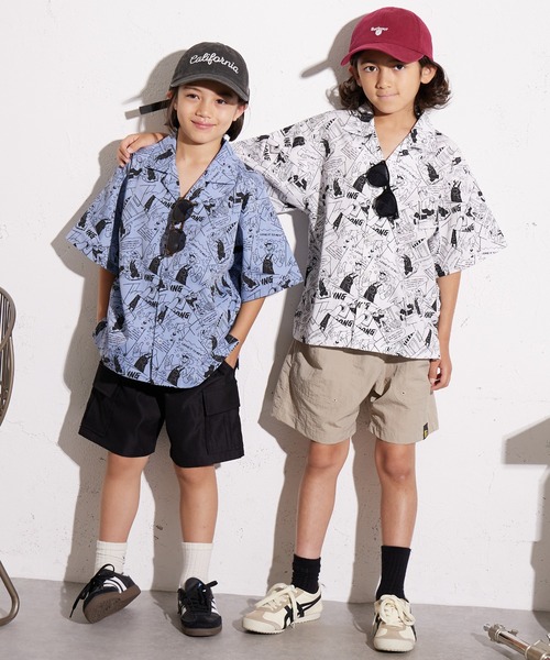 PAIRMANON STREET（ペアマノンストリート）の「【PAIRMANON STREET】コミック柄 総柄シャツ（シャツ/ブラウス・キッズ・ブルー/オフホワイト・150/140/130/120/110/100/90/160）」の7枚目の写真