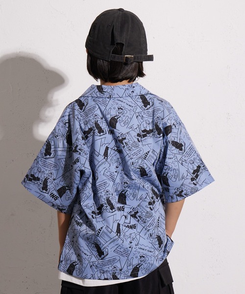 PAIRMANON STREET（ペアマノンストリート）の「【PAIRMANON STREET】コミック柄 総柄シャツ（シャツ/ブラウス・キッズ・ブルー/オフホワイト・150/140/130/120/110/100/90/160）」の10枚目の写真