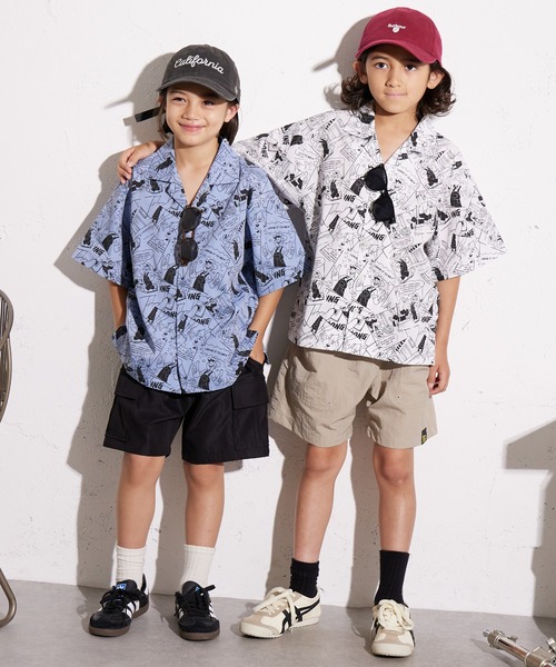 PAIRMANON STREET（ペアマノンストリート）の「【PAIRMANON STREET】コミック柄 総柄シャツ（シャツ/ブラウス・キッズ・ブルー/オフホワイト・150/140/130/120/110/100/90/160）」の13枚目の写真