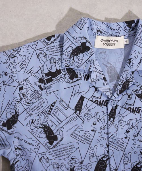 PAIRMANON STREET（ペアマノンストリート）の「【PAIRMANON STREET】コミック柄 総柄シャツ（シャツ/ブラウス・キッズ・ブルー/オフホワイト・150/140/130/120/110/100/90/160）」の19枚目の写真