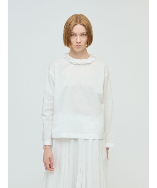 mizuiroind(ミズイロインド)の「mizuiro ind フリルカラープルオーバーシャツ(シャツ/ブラウス・レディース・ライトグレー/ブラック/オフホワイト・FREE)」の2枚目の写真