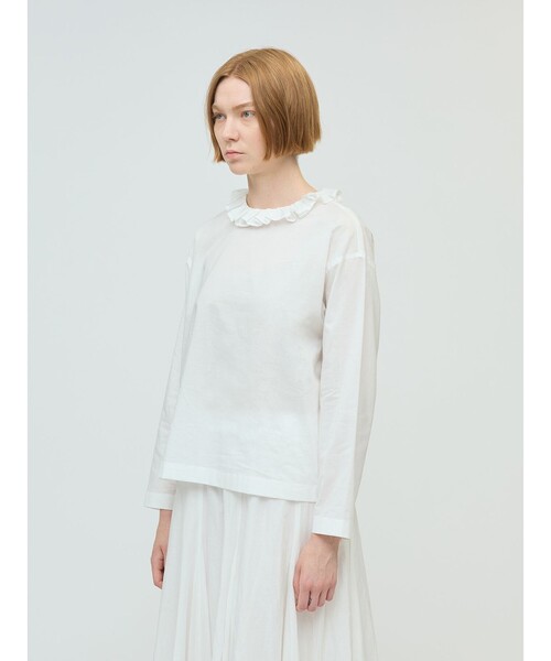 mizuiroind(ミズイロインド)の「mizuiro ind フリルカラープルオーバーシャツ(シャツ/ブラウス・レディース・ライトグレー/ブラック/オフホワイト・FREE)」の8枚目の写真