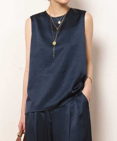 ブラウス シャツ Minimal Satin ブラウス レディース Minimal Satin ノースリーブブラウス（シャツ／ブラウス