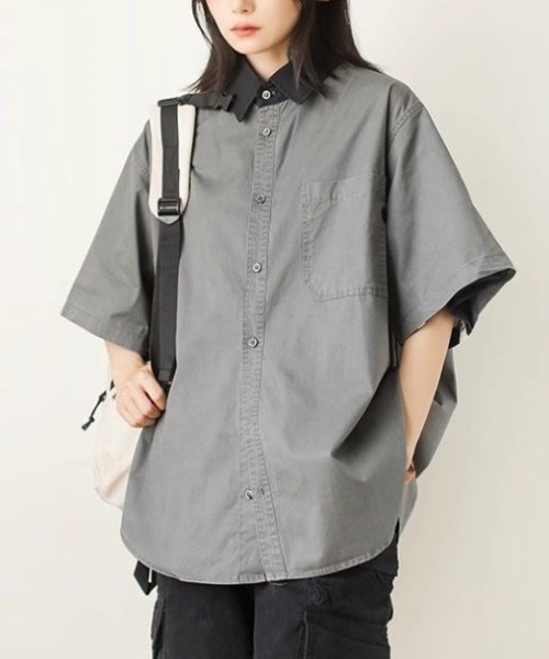 galerie vieコットンビックシルエットシャツ STYLEBLOCK シャツ ビッグシルエットフォトバックプリント