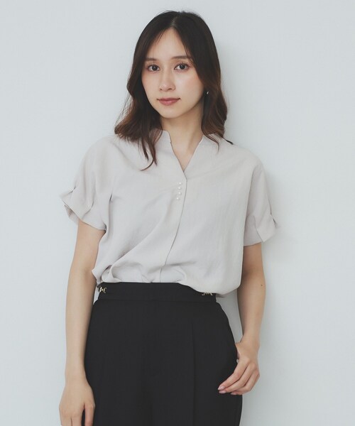 ブラウス シャツ バイカラースキッパーピンタックブラウス レディース TONAL ブラウス シャツ バイカラースキッパーピンタックブラウス