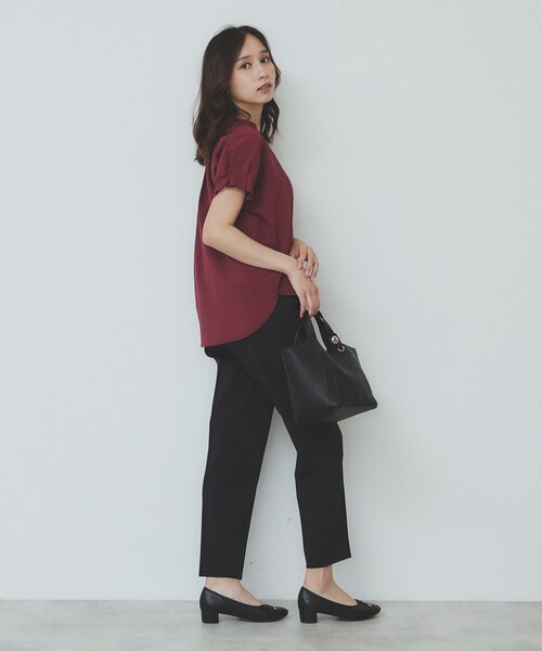 index(インデックス)の「《7色展開/XS-LLサイズ》タックスリーブスキッパーブラウス【洗濯機洗い可/吸水速乾/抗ピル/防シワ/イージーアイロン】(シャツ/ブラウス・レディース・ホワイト系9/チャコール/ボルドー/ブラウン系その他/ネイビー系5/ナチュラル/ブルー・34/36/38/40/42)」の21枚目の写真