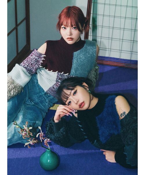 MURUA（ムルーア）の「マテリアルMIXショルダーオープンニット（ニット/セーター・レディース・ブラック/ボルドー/モカ・FREE）」の17枚目の写真