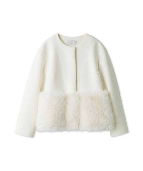 セルフォード　裾ファーポンチブルゾン　ホワイト 裾ファーブルゾン（ブルゾン）｜CELFORD（セルフォード）の