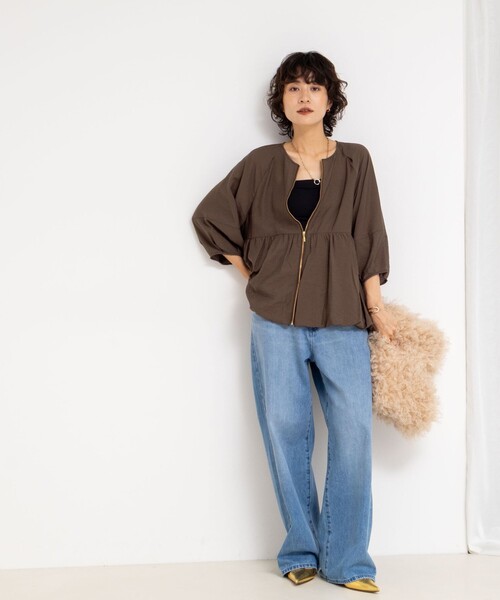 NOLLEY’S（ノーリーズ）の「ペプラムバルーンライトブルゾン（ブルゾン・レディース・ブラウン/ブラック・38）」の18枚目の写真