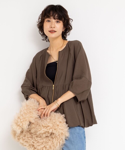 NOLLEY’S（ノーリーズ）の「ペプラムバルーンライトブルゾン（ブルゾン・レディース・ブラウン/ブラック・38）」の13枚目の写真