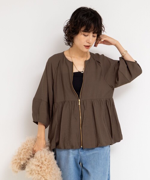 NOLLEY’S（ノーリーズ）の「ペプラムバルーンライトブルゾン（ブルゾン・レディース・ブラウン/ブラック・38）」の14枚目の写真