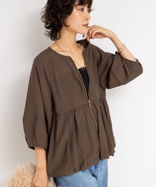 NOLLEY’S（ノーリーズ）の「ペプラムバルーンライトブルゾン（ブルゾン・レディース・ブラウン/ブラック・38）」の15枚目の写真