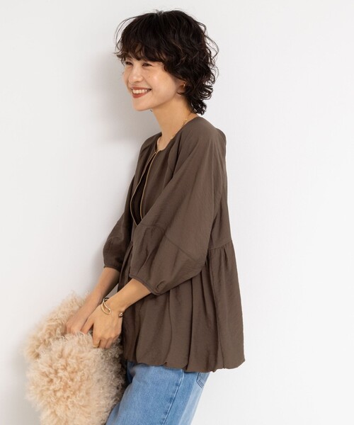 NOLLEY’S（ノーリーズ）の「ペプラムバルーンライトブルゾン（ブルゾン・レディース・ブラウン/ブラック・38）」の16枚目の写真