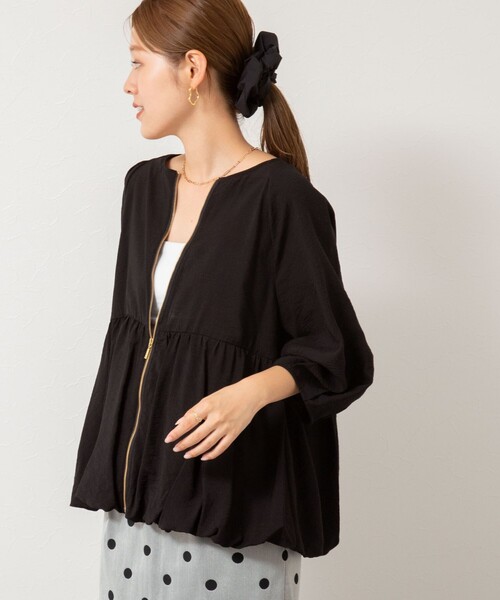 NOLLEY’S（ノーリーズ）の「ペプラムバルーンライトブルゾン（ブルゾン・レディース・ブラウン/ブラック・38）」の9枚目の写真