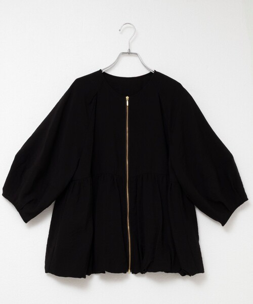 NOLLEY’S（ノーリーズ）の「ペプラムバルーンライトブルゾン（ブルゾン・レディース・ブラウン/ブラック・38）」の4枚目の写真