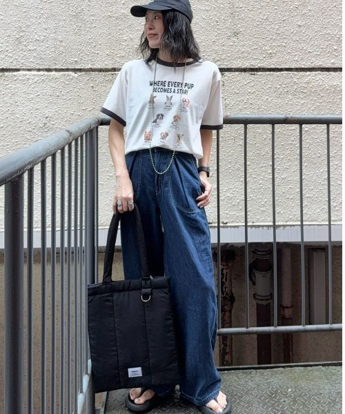 Right-on(ライトオン)の「【HONEYSUCKLE ROSE】アニマルプリントリンガーTシャツ(Tシャツ/カットソー・レディース・ダークグレー/レッド・M/L/S)」の12枚目の写真