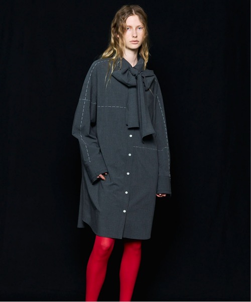 MAISON SPECIAL(メゾンスペシャル)の「Hand Stitch Shirt Dress/ハンドステッチシャツワンピ(シャツワンピース・レディース・グレー/ネイビー/カーキ・FREE)」の2枚目の写真