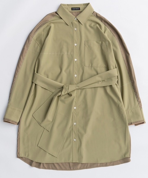 MAISON SPECIAL(メゾンスペシャル)の「Hand Stitch Shirt Dress/ハンドステッチシャツワンピ(シャツワンピース・レディース・グレー/ネイビー/カーキ・FREE)」の3枚目の写真