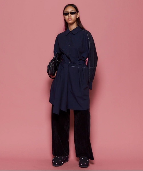 MAISON SPECIAL(メゾンスペシャル)の「Hand Stitch Shirt Dress/ハンドステッチシャツワンピ(シャツワンピース・レディース・グレー/ネイビー/カーキ・FREE)」の5枚目の写真