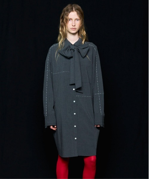 MAISON SPECIAL(メゾンスペシャル)の「Hand Stitch Shirt Dress/ハンドステッチシャツワンピ(シャツワンピース・レディース・グレー/ネイビー/カーキ・FREE)」の6枚目の写真
