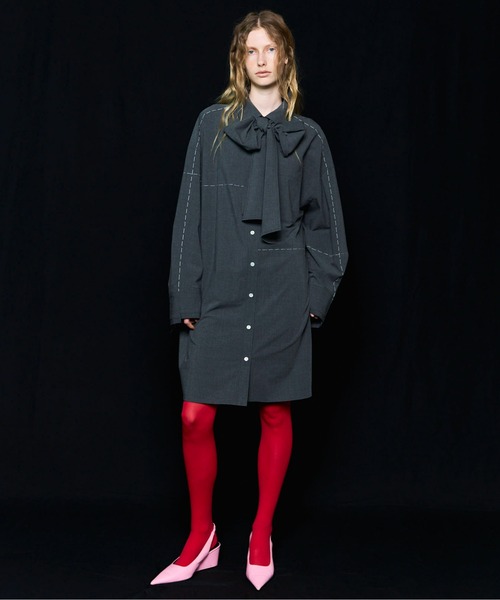 MAISON SPECIAL(メゾンスペシャル)の「Hand Stitch Shirt Dress/ハンドステッチシャツワンピ(シャツワンピース・レディース・グレー/ネイビー/カーキ・FREE)」の4枚目の写真
