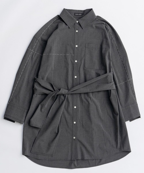 MAISON SPECIAL(メゾンスペシャル)の「Hand Stitch Shirt Dress/ハンドステッチシャツワンピ(シャツワンピース・レディース・グレー/ネイビー/カーキ・FREE)」の9枚目の写真
