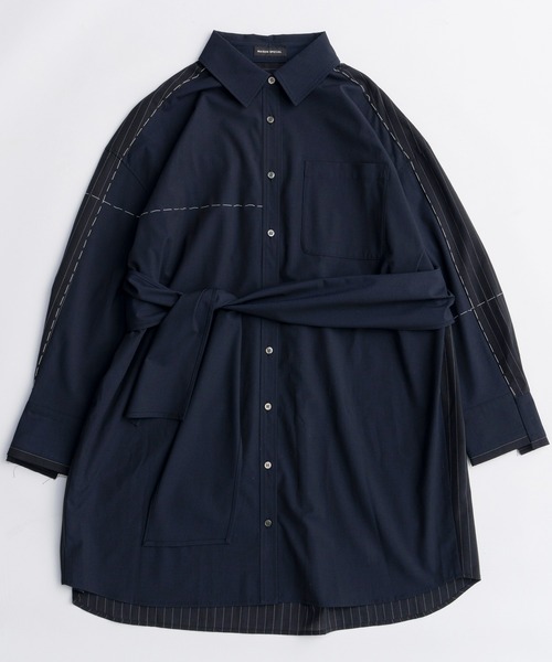 MAISON SPECIAL(メゾンスペシャル)の「Hand Stitch Shirt Dress/ハンドステッチシャツワンピ(シャツワンピース・レディース・グレー/ネイビー/カーキ・FREE)」の10枚目の写真